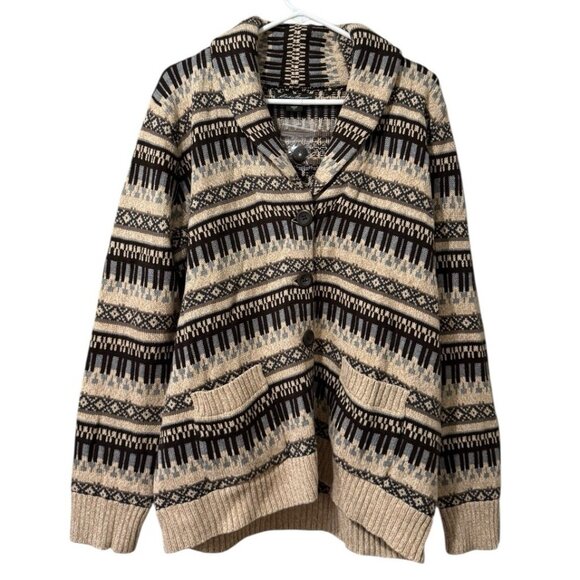 Eddie Bauer Women Cardigan Sweater Sz XL Button Front Pockets Cotton NWOT Cabin - Picture 1 of 16